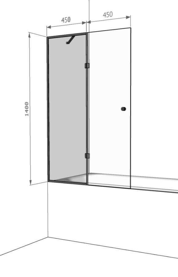 Шторка на ванну Iberica Blanca Mod.402 IB402.SB.140.90 профиль черный, стекло прозрачное - фото №3