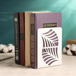 Держатель-подставка для книг "Пальмовый лист" набор 2шт, 9,2х12х15,4см, белый