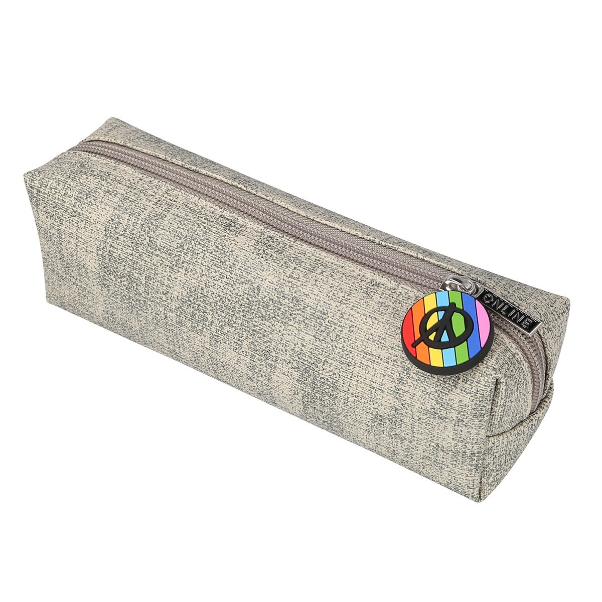 Пенал ONLINE "Pencil Case", для ручек, на молнии, 22х7х7 см, текстильный, серый