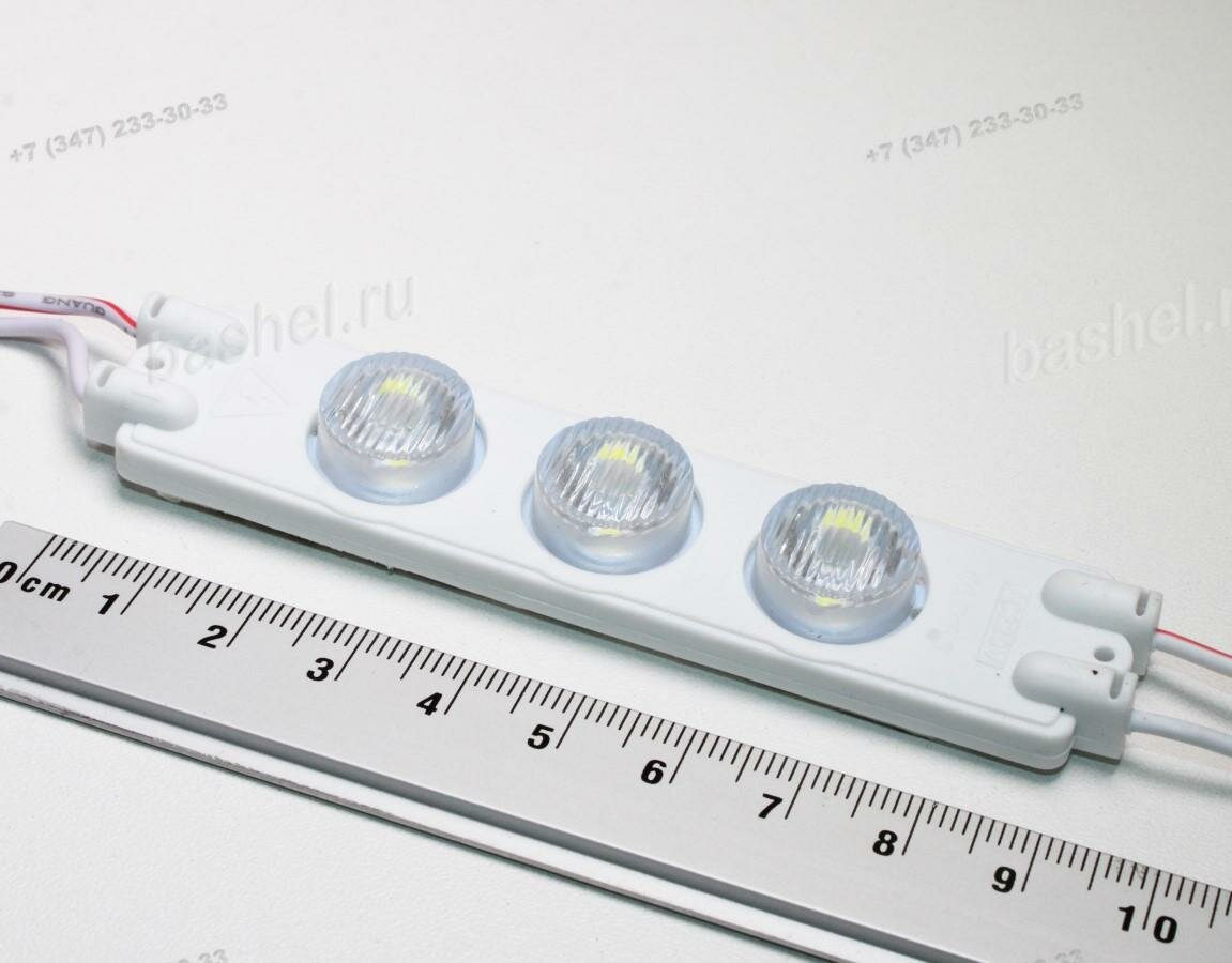 LED modul PCB-220-3030-3SMD-IP65-Lens15-60°-W White 280Lm 220V 2W (для торцевой подсветки, 72x17x10mm), Модуль светодиод