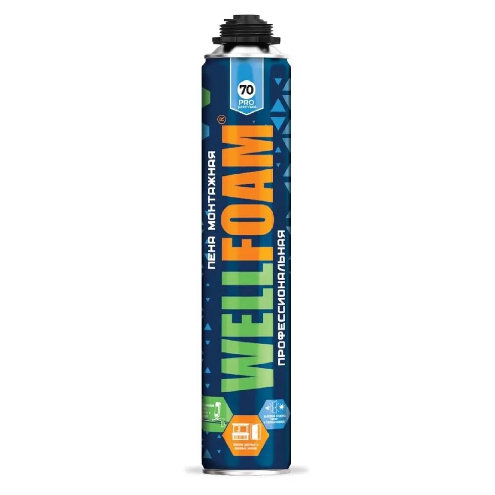 Пена монтажная WELLFOAM PRO 70 premium всесезонная 0.86 л