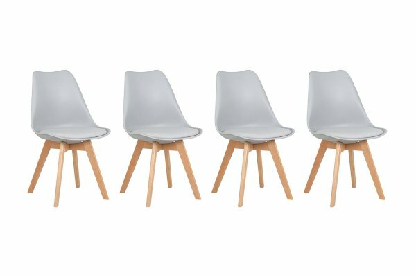 Комплект обеденных стульев "Jerry Soft" 4 шт - Светлый бук, Светло-серый (экокожа)