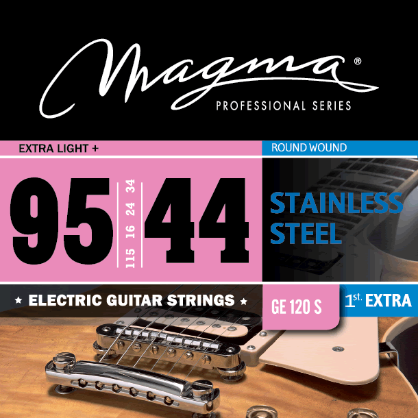 Magma Strings GE120S Струны для электрогитары 9.5-44 Серия: Stainless Steel Калибр: 9.5-11.5-16-24-34-44 Обмотка: круглая нержавеющая сталь.