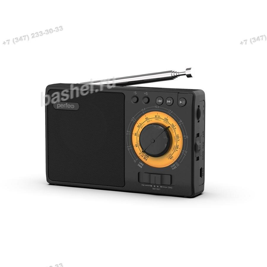 Радиоприемник PERFEO аналоговый всеволновый заря/MP3 питание 18650 чёрный
