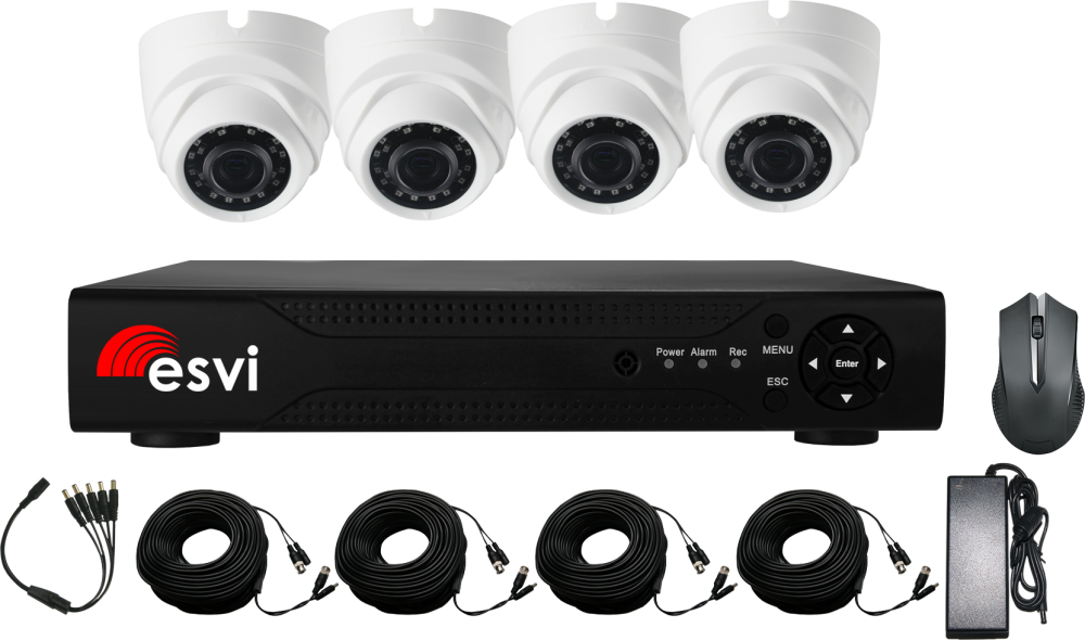 EVK-X4-DLH10B Готовый комплект видеонаблюдения для дома дачи или магазина на четыре внутренних видеокамеры (Жесткий диск HDD поставляется отдельно)