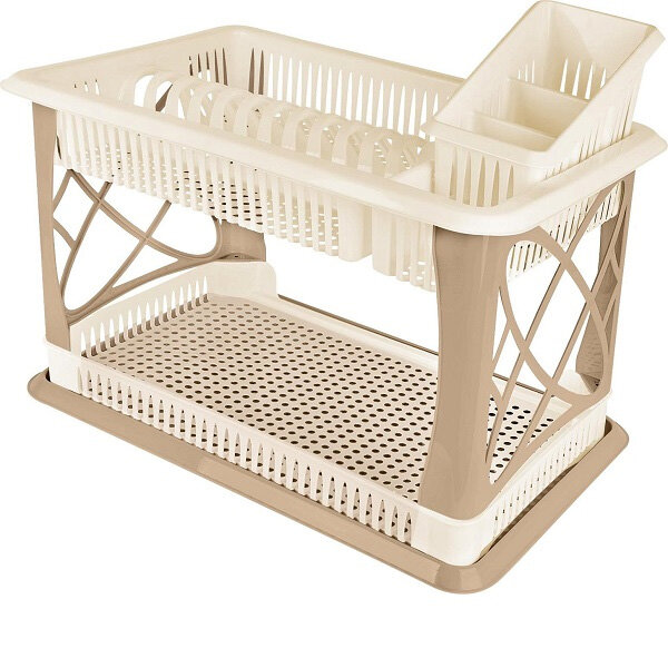 фото Сушилка для посуды PT155812015 plast team 2-х ярусная шоколадный мокко 32,5х49х27 см Пласт тим