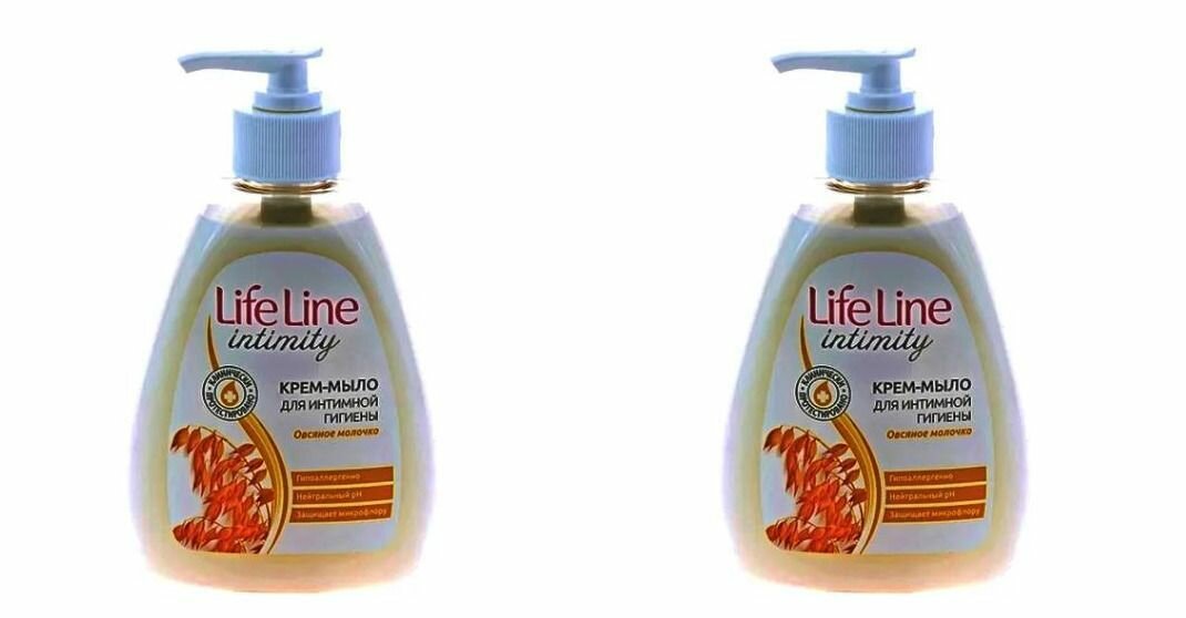 Life Line Крем-мыло жидкое для интимной гигиены Овсяное молочко, 280 мл - 2 шт