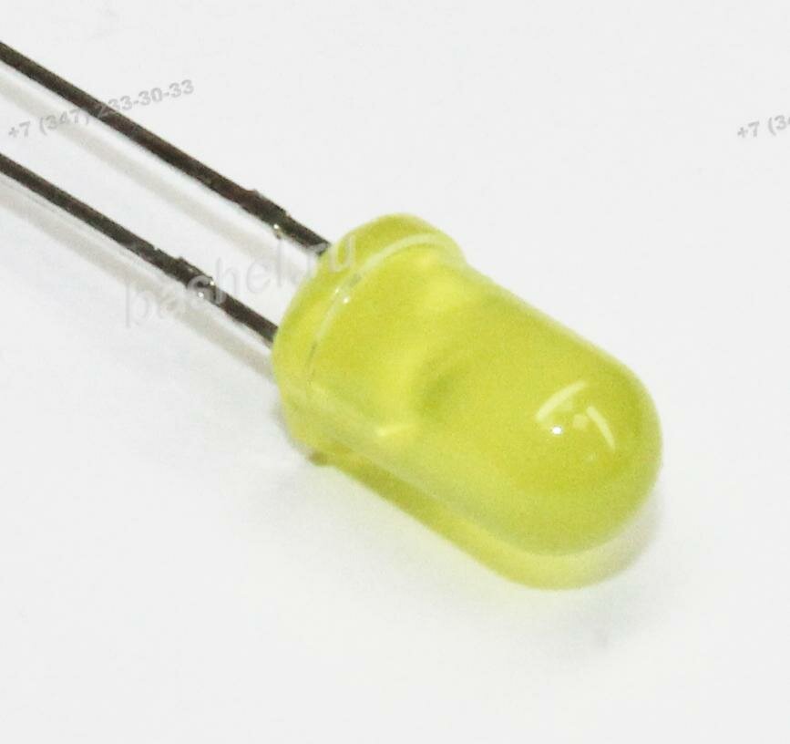 LED DIP 5mm DFL-5013UYD 585-595nm Светодиод круглый матовый 5мм жёлтый 300mcd 60° 2V