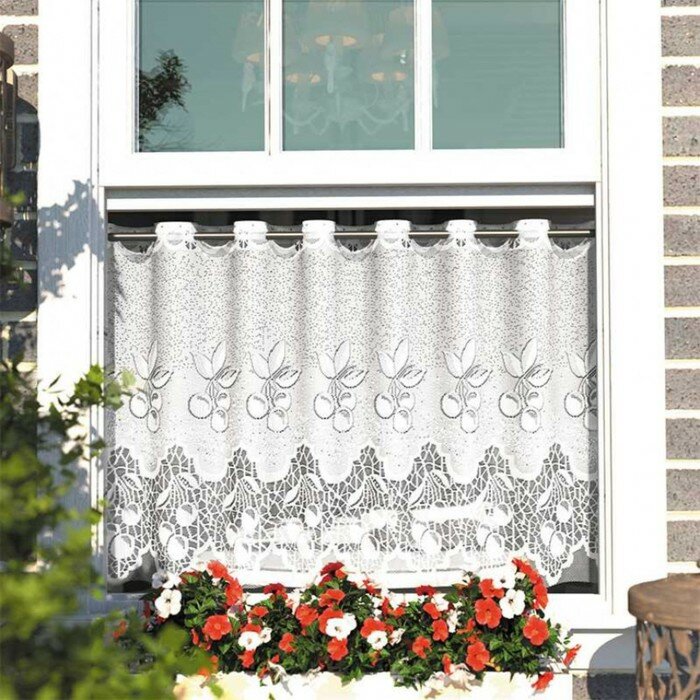 фото Тюль на кухню без шторной ленты, 145х70 см, 100% полиэстер