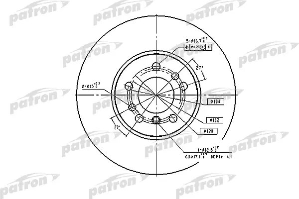 PATRON PBD4187 Диск тормозной 2шт