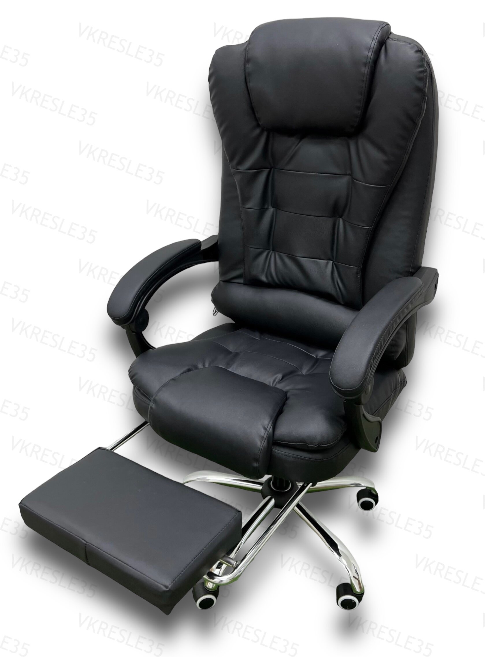 Компьютерное кресло - Кресло Руководителя, функция Вибромассажа ,цвет Черный, с подставкой для ног