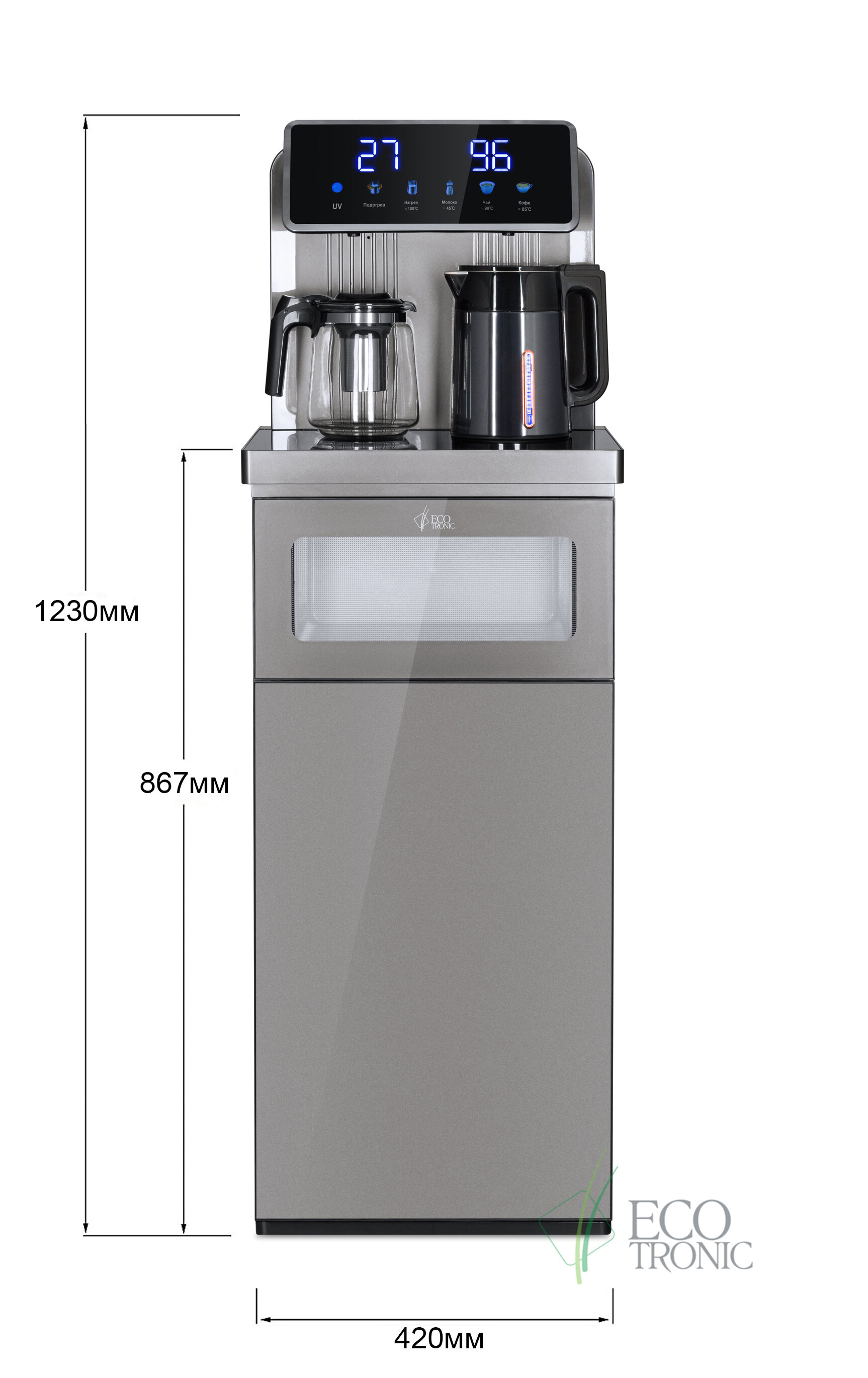 Кулер с чайным столиком Тиабар Ecotronic TB30-LNR UV grey - фотография № 18