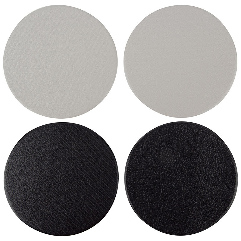 фото Набор подставок под кружку LA VILLA (4 штуки: 2 - серые; 2 - чёрные), искус кожа (ПВХ)