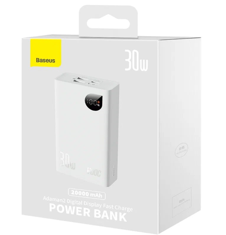 Внешний аккумулятор Baseus Adaman 2 Display Fast Charge Power Bank (PPAD050002) 20000mAh 30W (VOOC Edition) белый