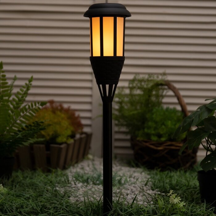Светильник на солнечной батарее Еврогарант "Маори Ротанг" 12x86 см, IP44, 12 LED, Т/белый