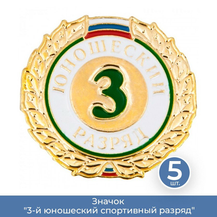 Подарки Значок "3-й юношеский спортивный разряд", 5 шт.