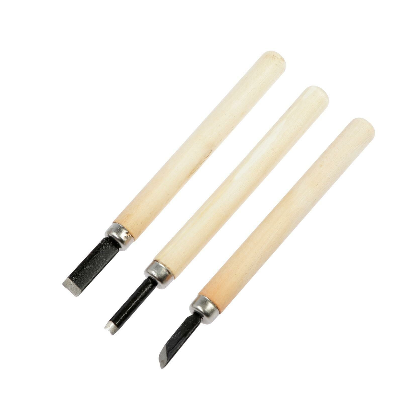 фото Набор резцов по дереву тундра, деревянная рукоятка, 3 шт.