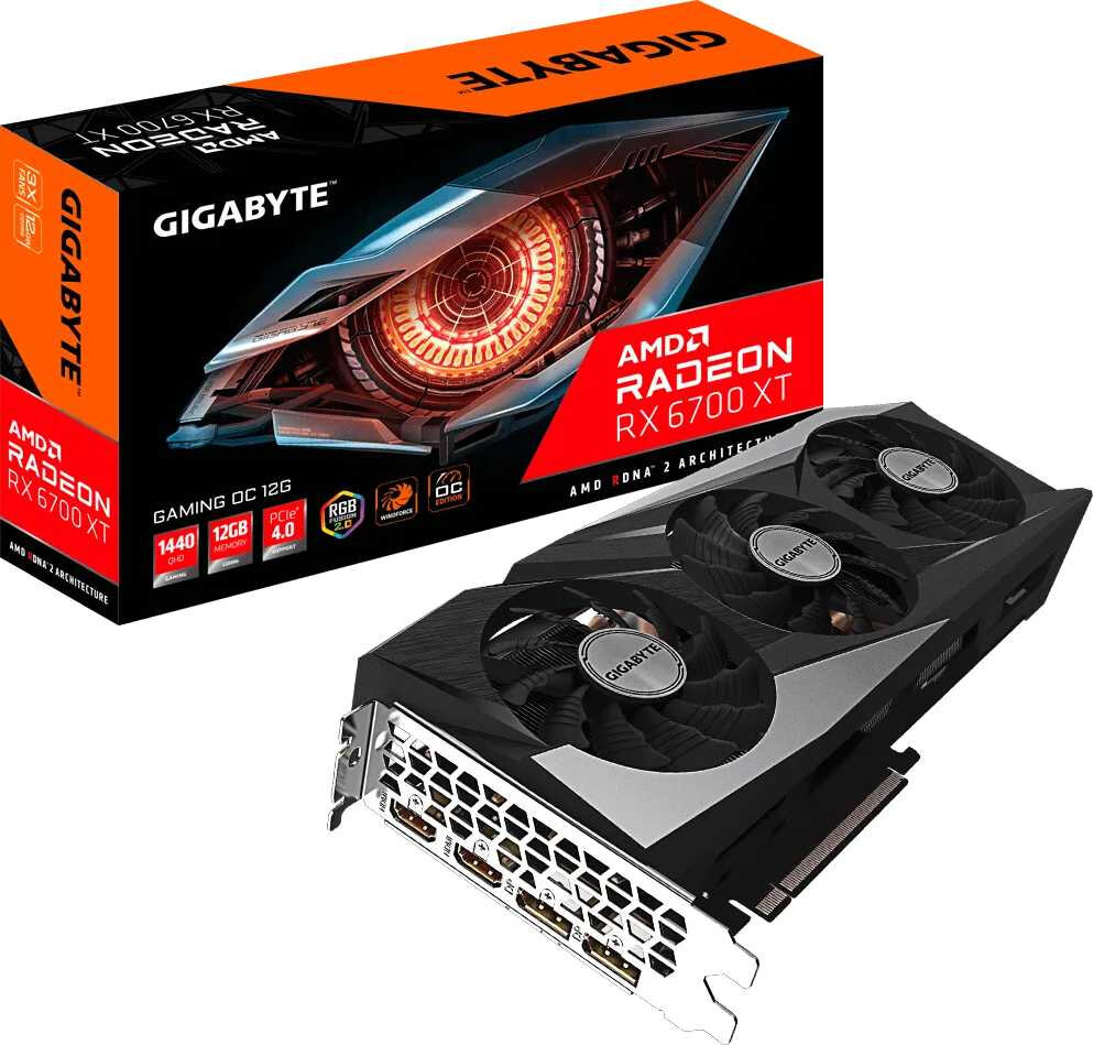 GIGABYTE Видеокарта Gigabyte PCI-E 4.0 GV-R67XTGAMING OC-12GD AMD Radeon RX 6700XT 12Gb 192bit GDDR6 2514/16000 HDMIx2 DPx2 HDCP Ret GV-R67XTGAMING OC-12GD