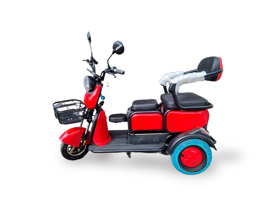 Электрический трицикл Бумеранг-500 2+1 60В-500Вт трехместный взрослый красный