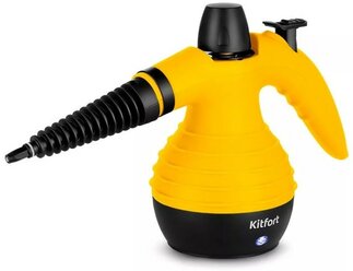 Пароочиститель Kitfort KT-9193-3, 1050 Вт, 0.35 л, 30 г/мин, нагрев 3 мин, чёрно-жёлтый