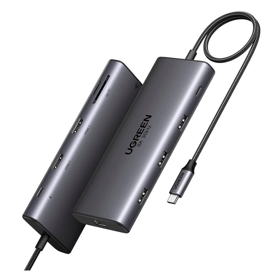 Конвертер UGREEN CM639 (15534) Revodok Pro 10 в1 8K@30Hz USB-C - USB3.0 -USB-C3.0 - 2*HDMI