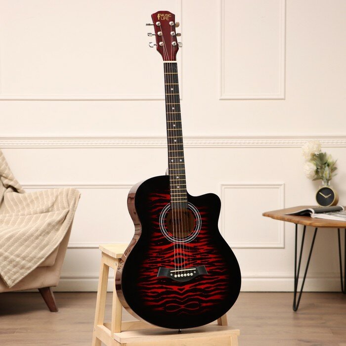 Music Life Акустическая гитара Music Life QD-H40Q-hw, красный