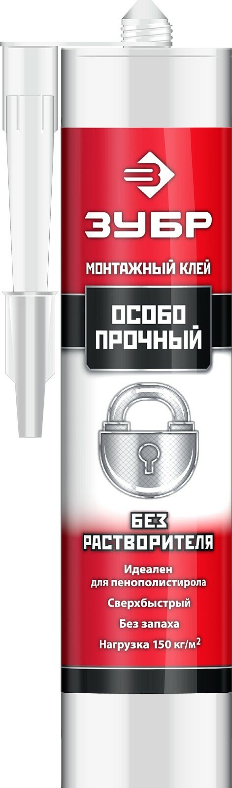 фото Клей монтажный особопрочный ЗУБР 300 мл, без растворителей белый (41338)