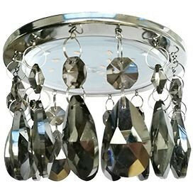 фото Комплект 4 шт. светодиодный светильник Ecola GX53 H4 5350 Круг каплевидные хрустальными Прямой подвесками тонированный/Хром 102x105 SF53RVECB