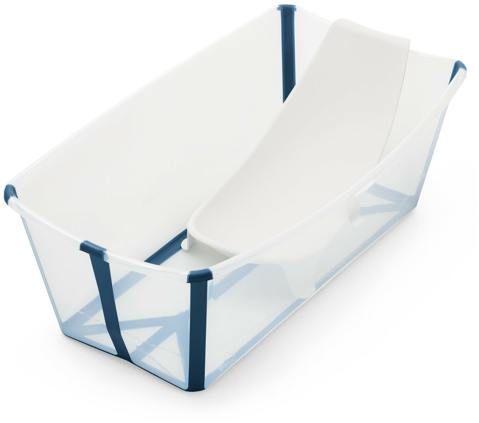 Ванночка с горкой Stokke Flexi Bath Bundle, Tub with Newborn Support Transparent Blue, длинна 50см