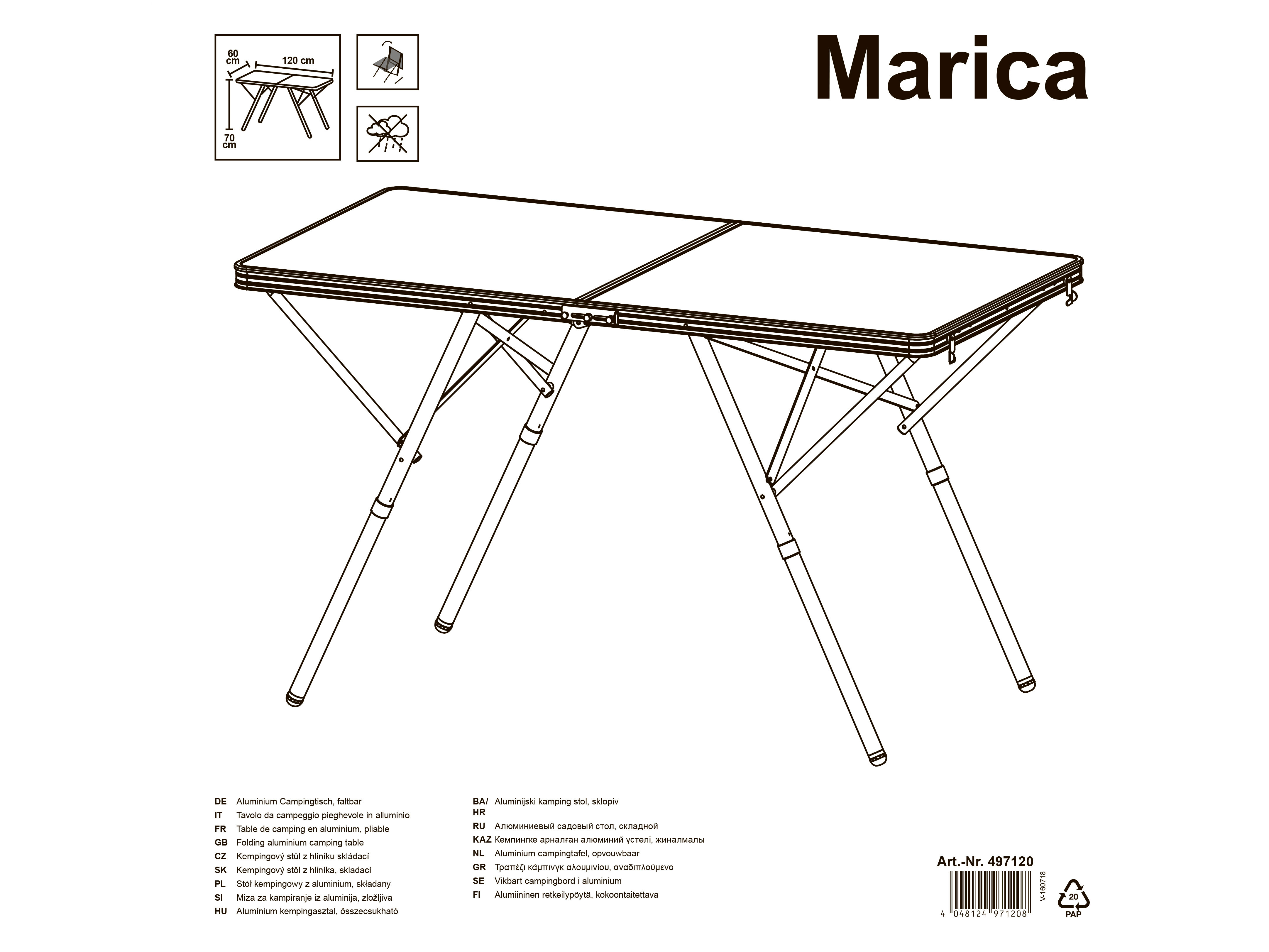 Стол складной Marica 120x60x70