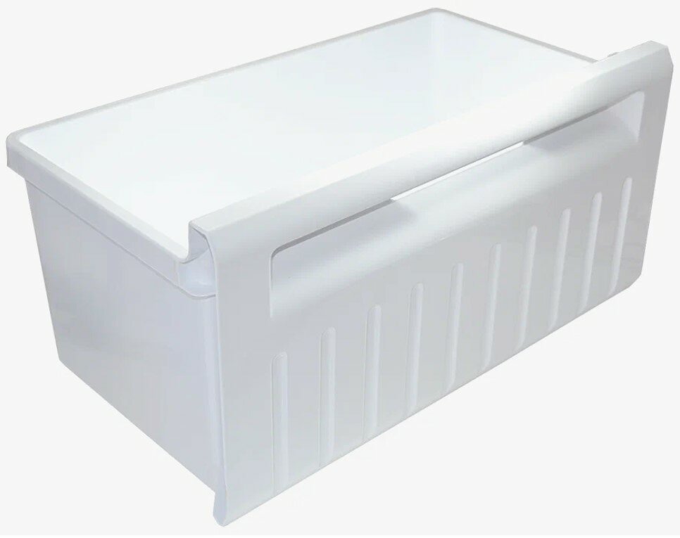 Ящик нижний морозильной камеры холодильника Indesit/Stinol/Ariston малый белый пластик 450х255х220 (передняя стенка)х190 (задняя стенка) мм.