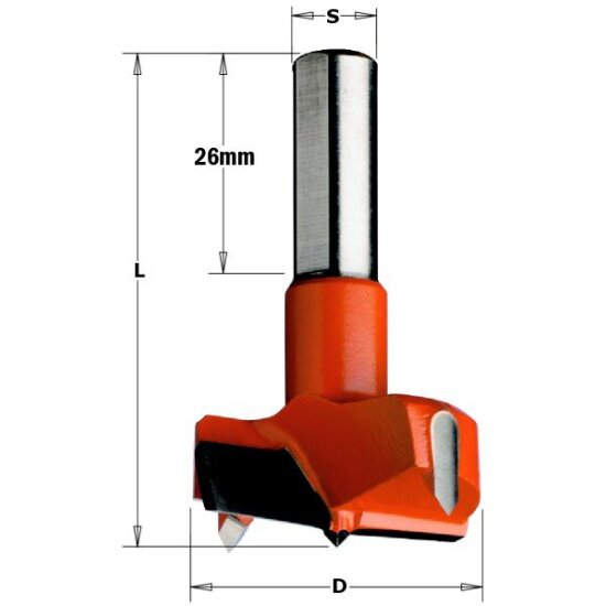 Сверло для присадочного станка Cmt HW 30x57.5 Z=2+2 S=10x26 LH, 317.300.12