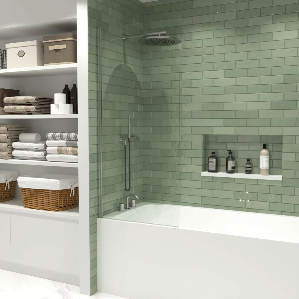 Шторка на ванну Iberica Blanca Mod.802 Wide Open профиль хром, стекло прозрачное - фото №2