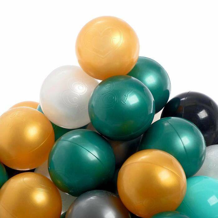 Набор шаров для сухого бассейна 150 штук (бирюзовый серебро зеленый металлик золотой белый перламутр черный) диаметр шара — 75 см (арт. 5136278)