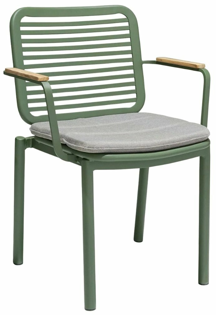 Кресло металлическое с подушкой ReeHouse Armona Зеленый светло-серый