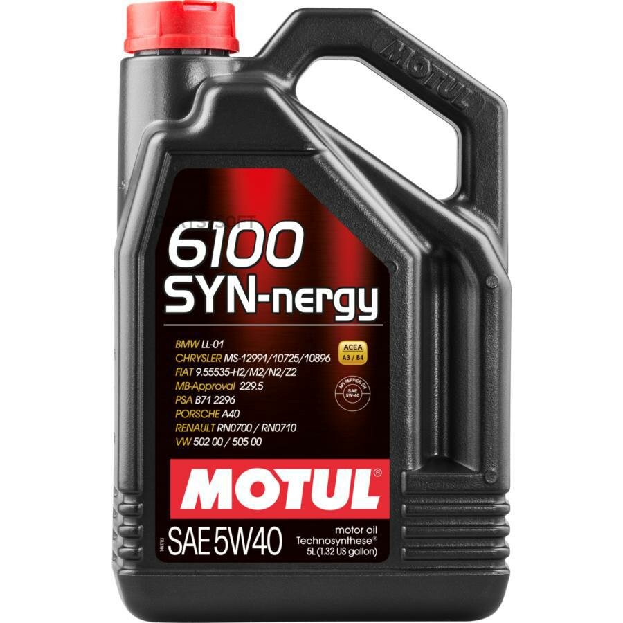 масло моторное motul 6100 syn-nergy 5w-40 синтетическое 5 л 107979