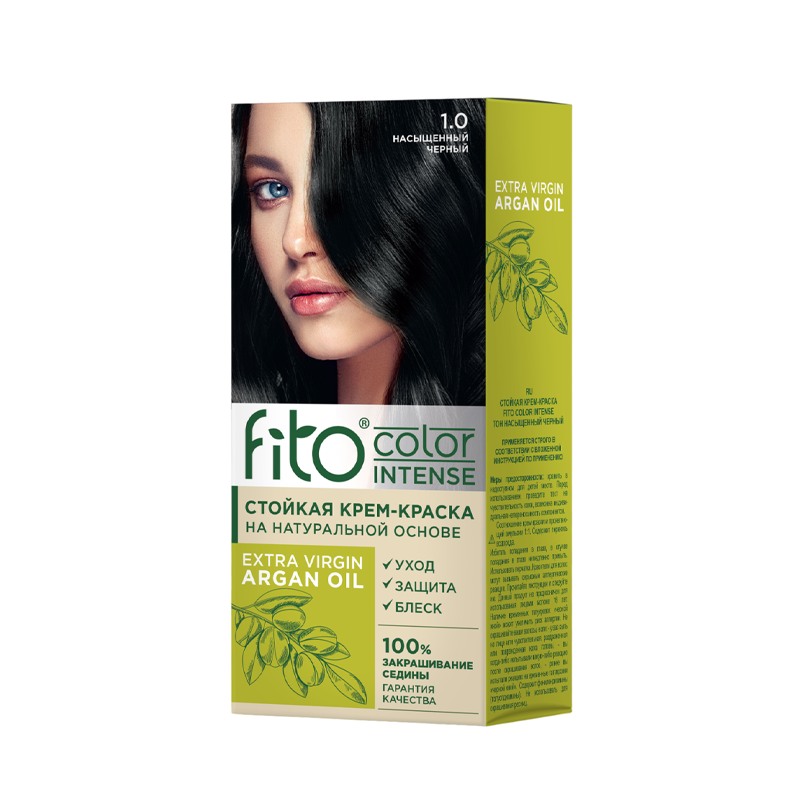 фото Стойкая крем-краска для волос fito косметик Fito Color Intense т.1.0 Насыщенный черный 115 мл