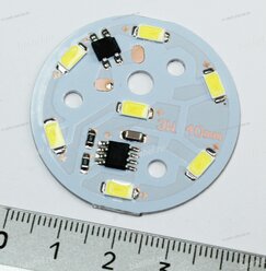 LED modul PCB-220-LM5730-7SMD-W 250Lm 3W 6000k White (D-40mm, 220V, прямого подключения) [83], Модуль светодиодный