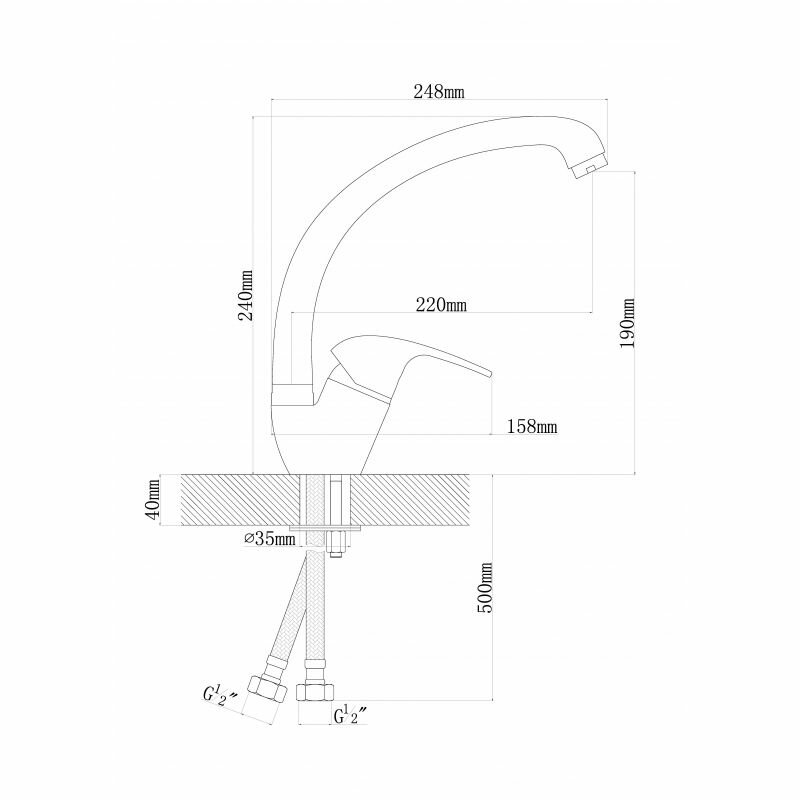 Смеситель Dr.Gans Рондо серый для кухни - фото №2