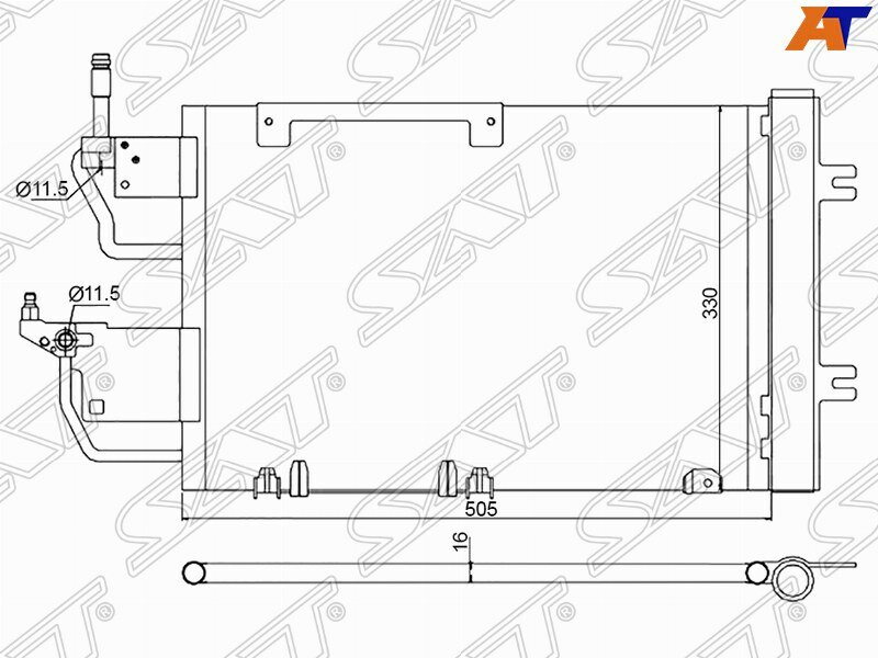 Радиатор кондиционера для Опель Астра H 2004-2014 год выпуска (Opel Astra H) SAT ST-OP49-394-A0