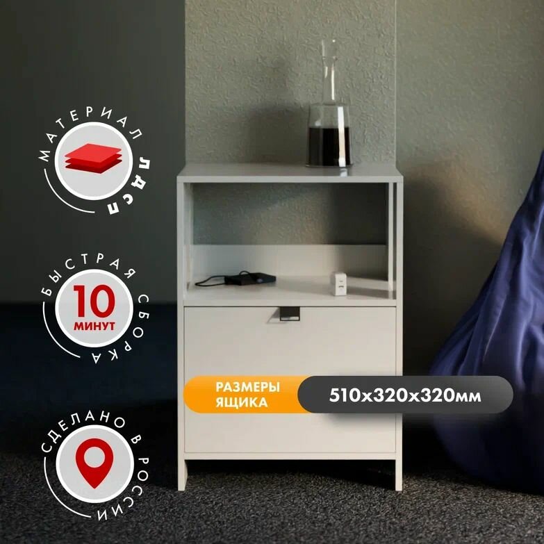 фото Стеллаж Лофт низкий с ящком, этажерка, стеллаж напольный для игрушек, книг и цветов.