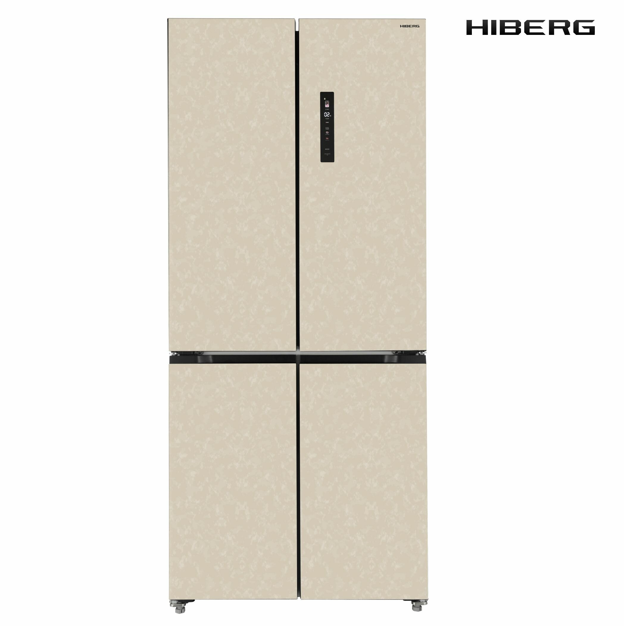 Отдельностоящий холодильник с возможностью встраивания HIBERG RFQ-600DX NFGB Inverter Cross Door 