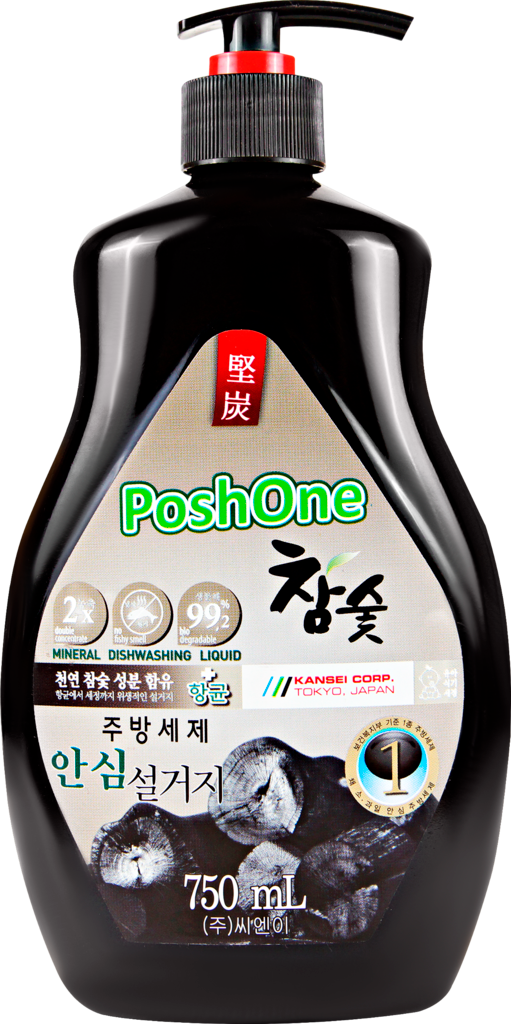 Средство для мытья посуды POSH ONE Dishwashing Liguid Charcoal с древесным углем, 750мл