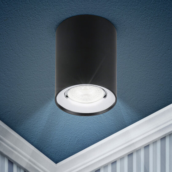 фото Светильник настенно-потолочный спот ЭРА OL1 GU10 BK/CH под лампу MR16/GU10 черный/хром IP20