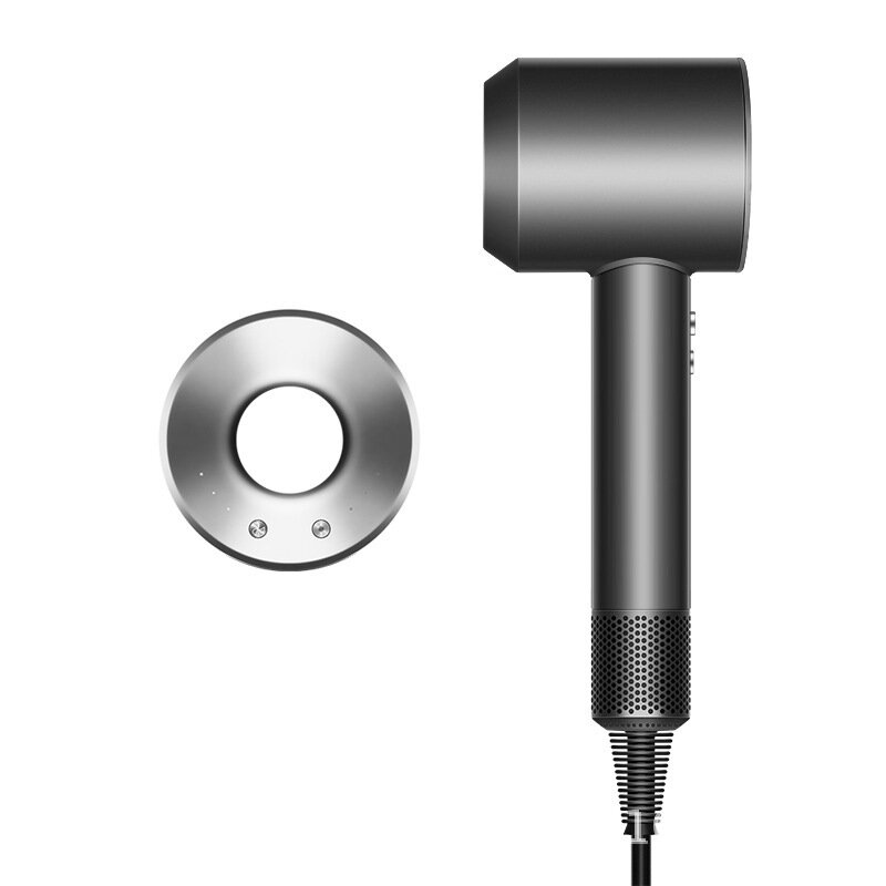 фото Высокоскоростной фен для волос без листьев, с отрицательными ионами, бесщеточный двигатель, 5 воздушных форсунок, кабель 1,8 м, 220 В, Космический серый