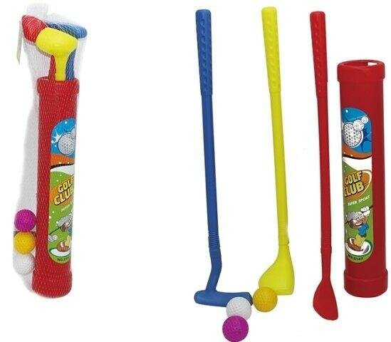 Набор для детского гольфа КНР три клюшки, три мячика, чехол, пластик