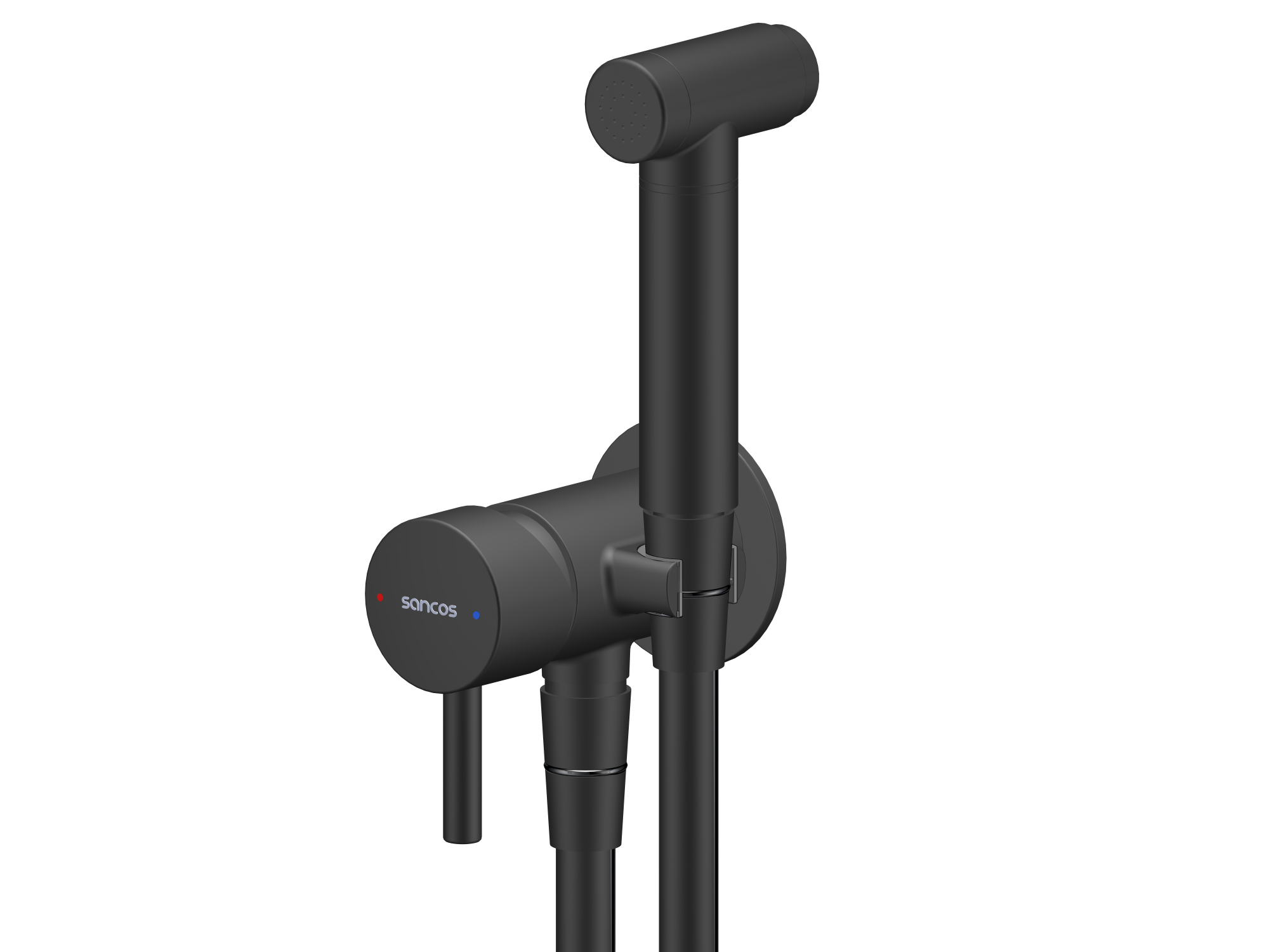 Гигиенический душ Sancos Atom со смесителем, черный матовый - фото №1