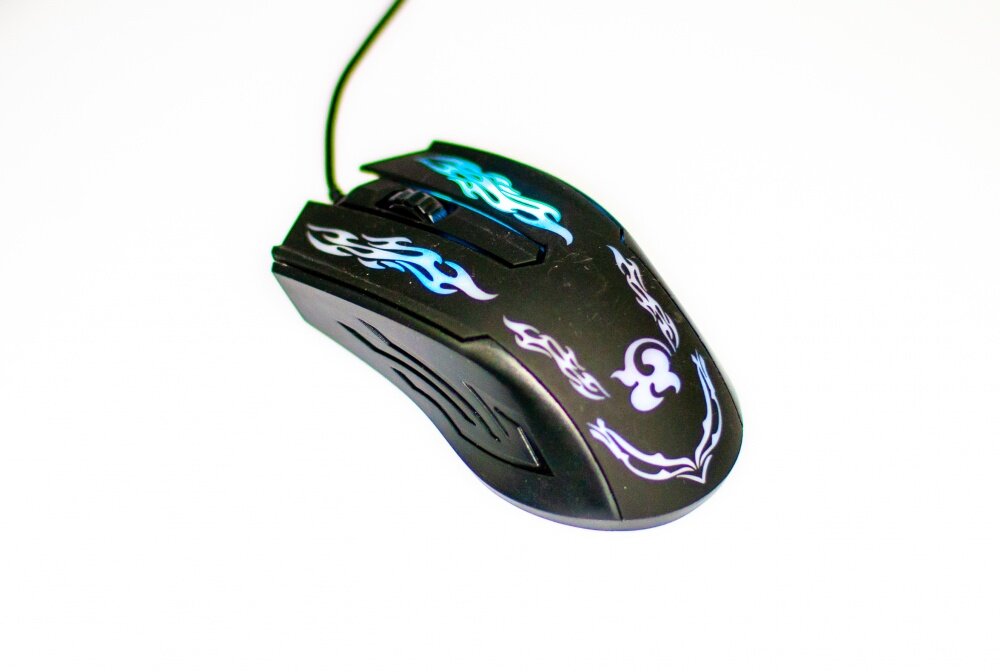 Мышь эргономичная, оптическая, проводная для компьютера, 1600 DPI, черная, USB, LED, R3