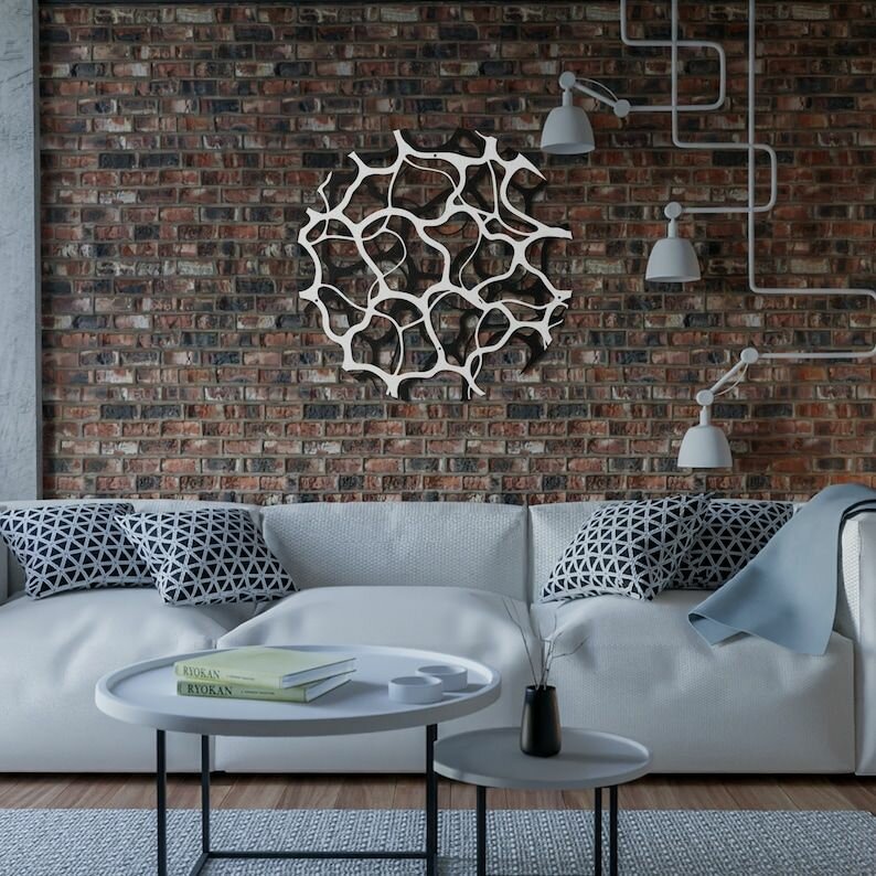 Чертеж, декоративное панно, Молекула (черный и белый цвет), DXF для ЧПУ станка