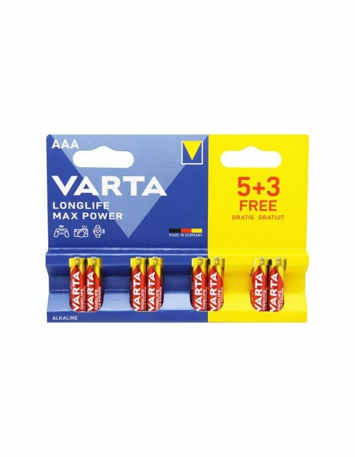 Батарейка Varta LONGLIFE MAX POWER LR03 AAA BL8 1.5V (04703101428)